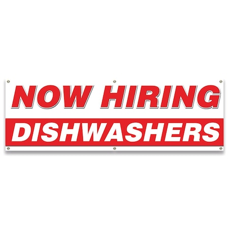 Signmission Now Hiring Dishwashers Banner Apply Inside Accepting Application Single Sided B-72-30234